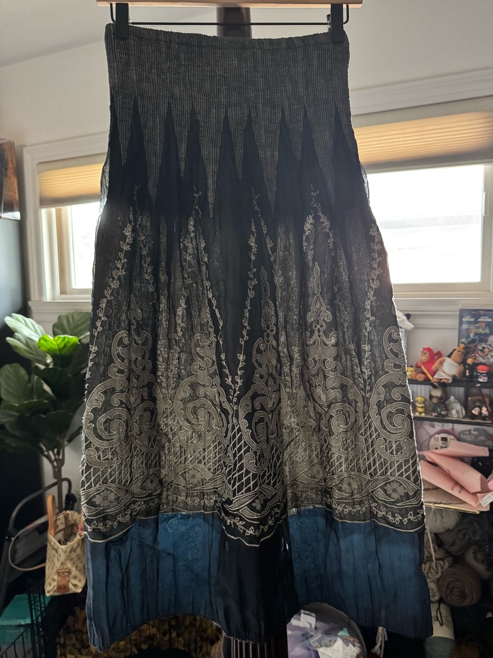 Max Edition Black and Blue Embroidered Maxi Skirt/Tube Dress